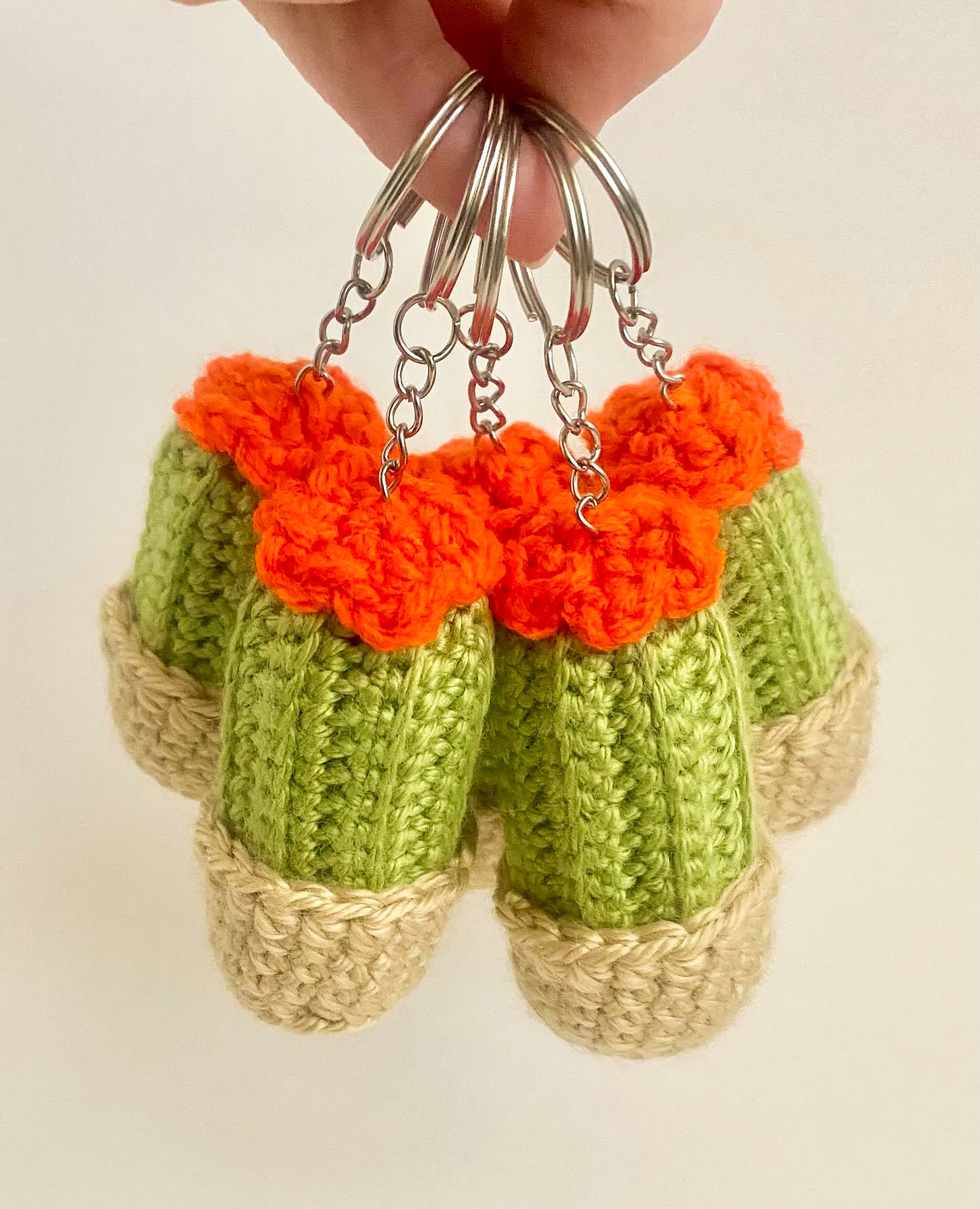 Crocheted Barrel Cactus Keychain – Sonoran Rosie