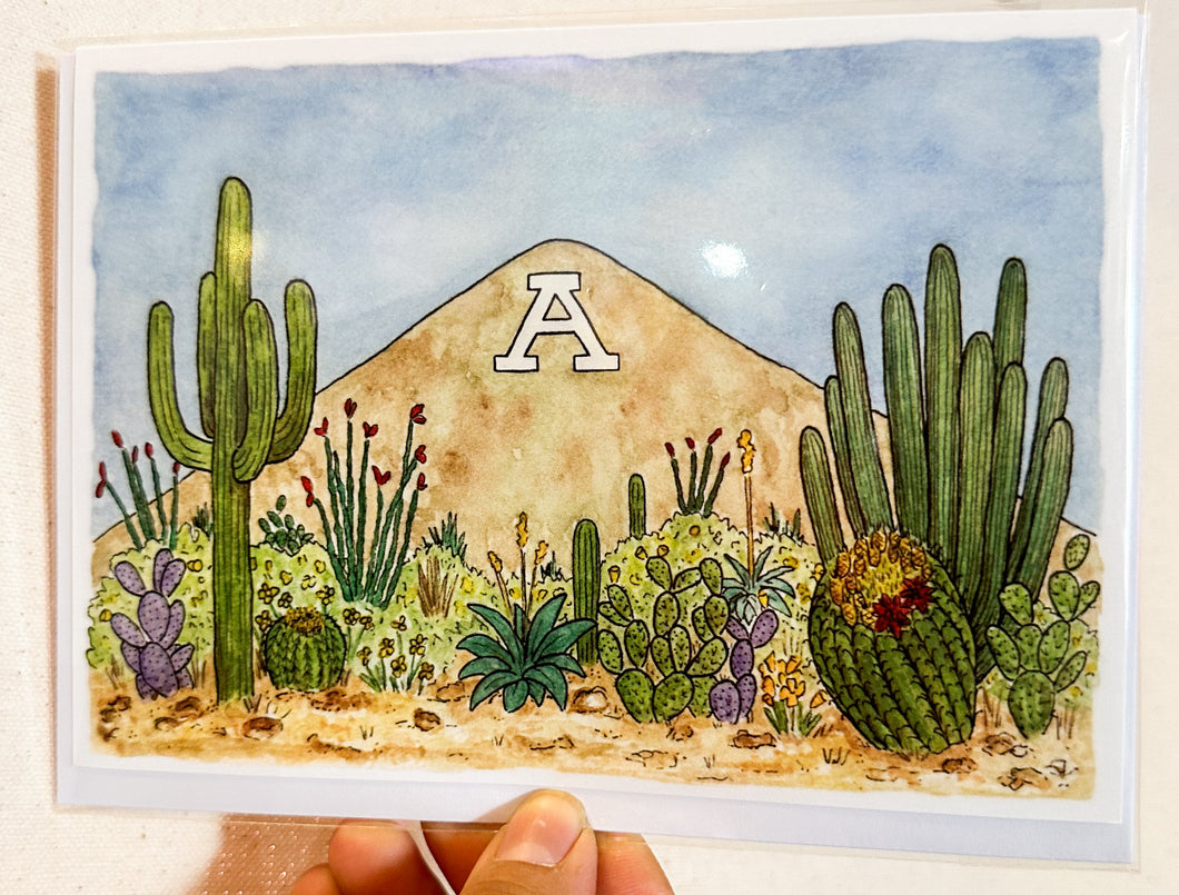 “A” Mountain Desert Scene Greeting Card