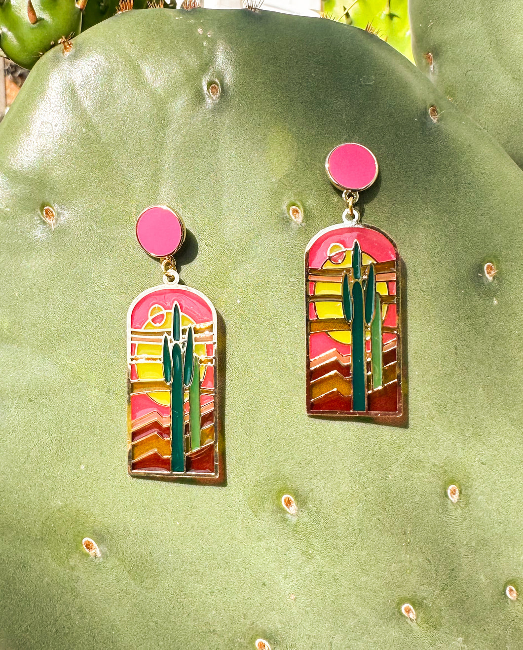 Stained Glass Desert Art Earrings