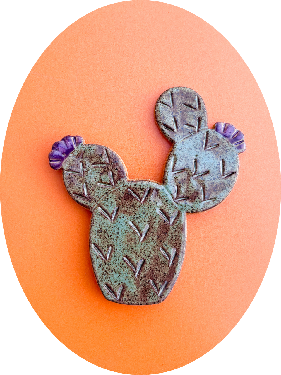 Prickly Pear Cactus Ceramic Magnet